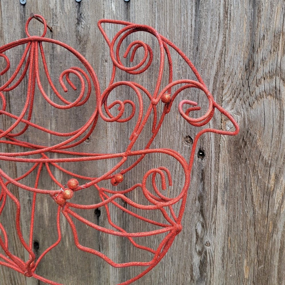 Cardinal Sculpture Garden Decor Metal Yard Art Outdoor Red Bird Deco